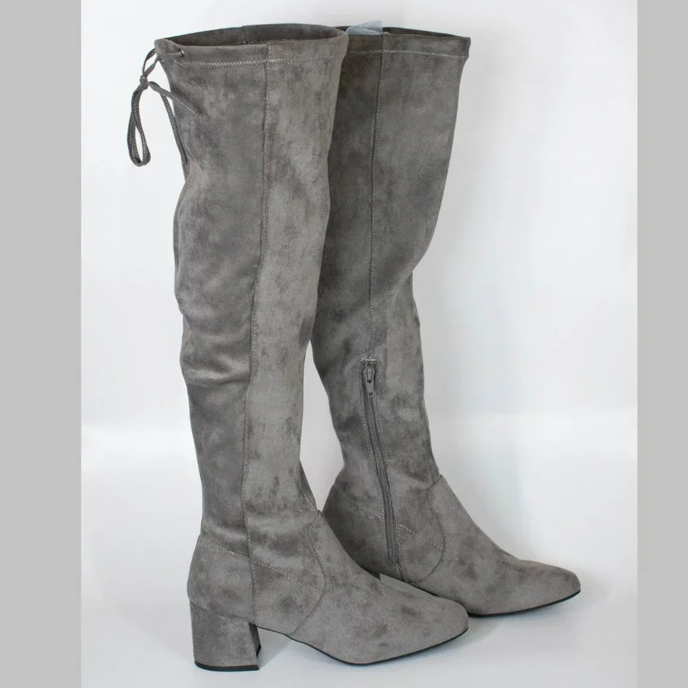 Sugar‎ Women's Gray Cushioned Ollie Almond Toe Block Heel Boots